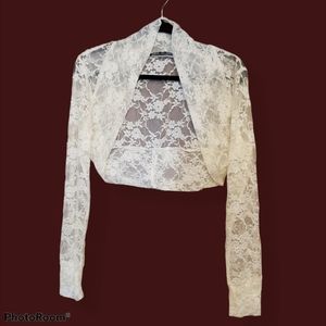 Ivory Stretch Lace Bolero Style Bridal Shrug